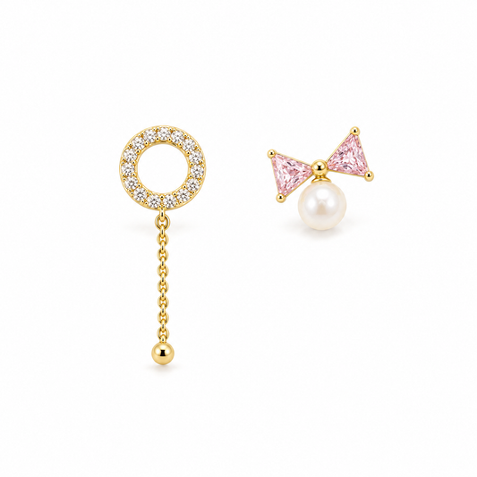 Bow and Circle Duo Studs