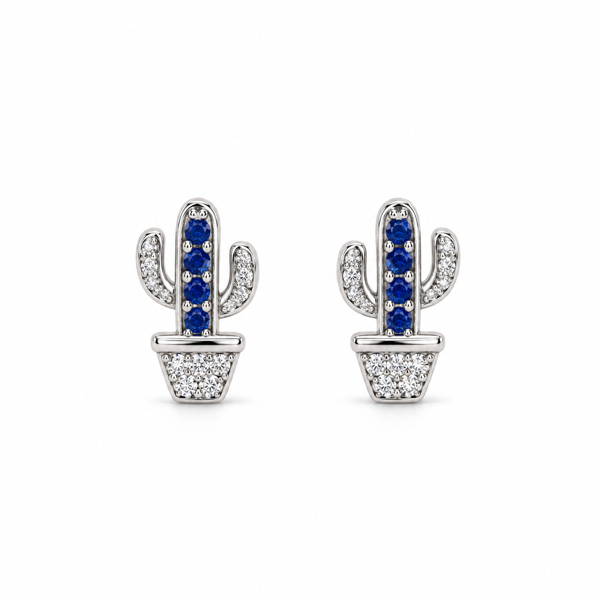 Sapphire Cactus Studs
