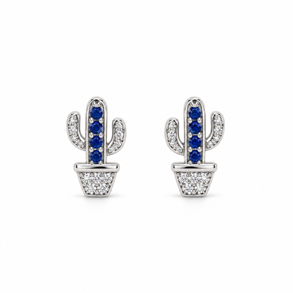 Sapphire Cactus Studs