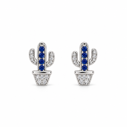 Sapphire Cactus Studs