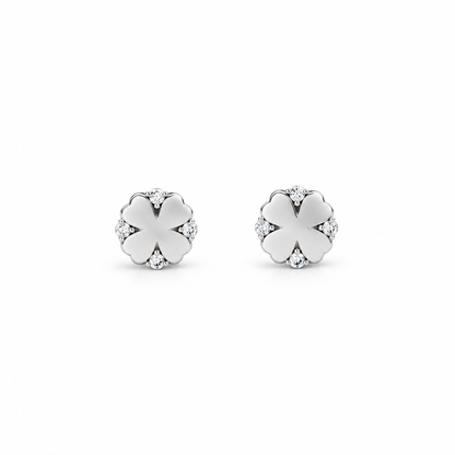 Silver Clover Studs