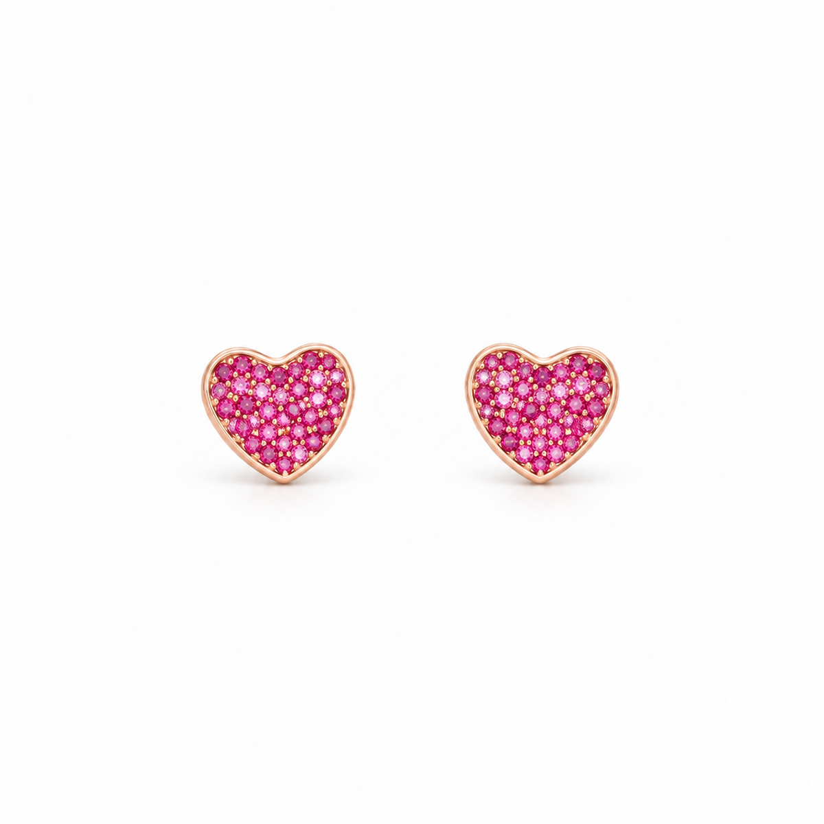 Pink Pavé Heart Studs