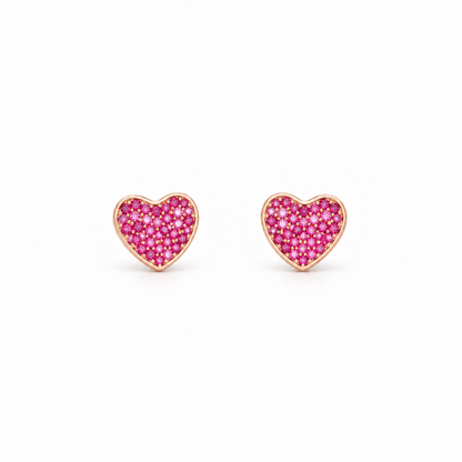 Pink Pavé Heart Studs
