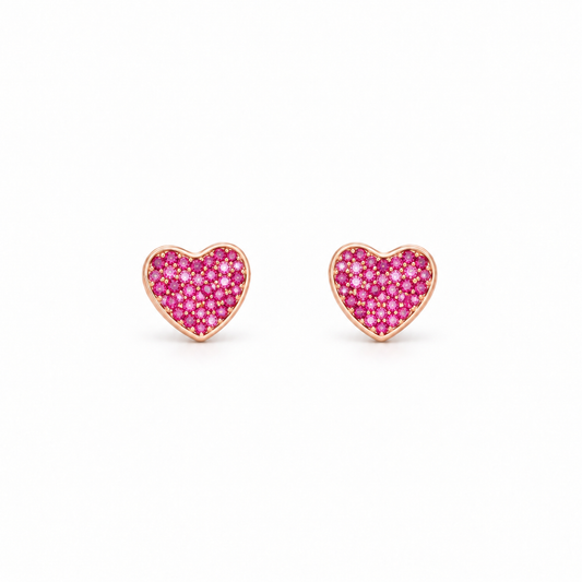 Pink Pavé Heart Studs