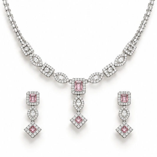 Silver Pink Crystal Haar