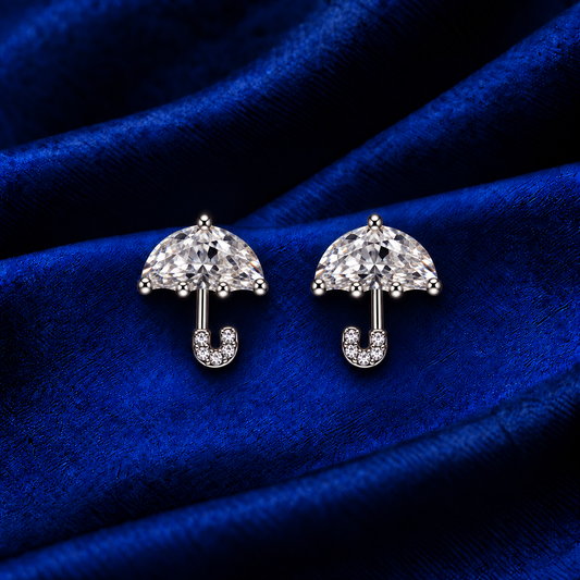 Silver Drizzle — Umbrella Earrings