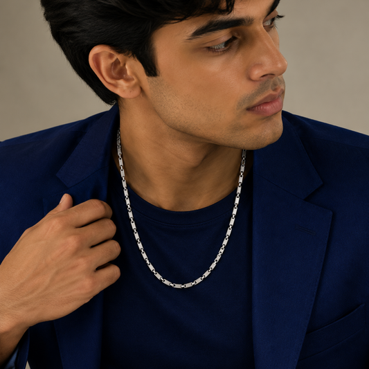 Silver Men's Box Link Chain
