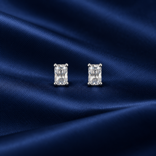 Clear Horizon Rectangular Stud Earrings