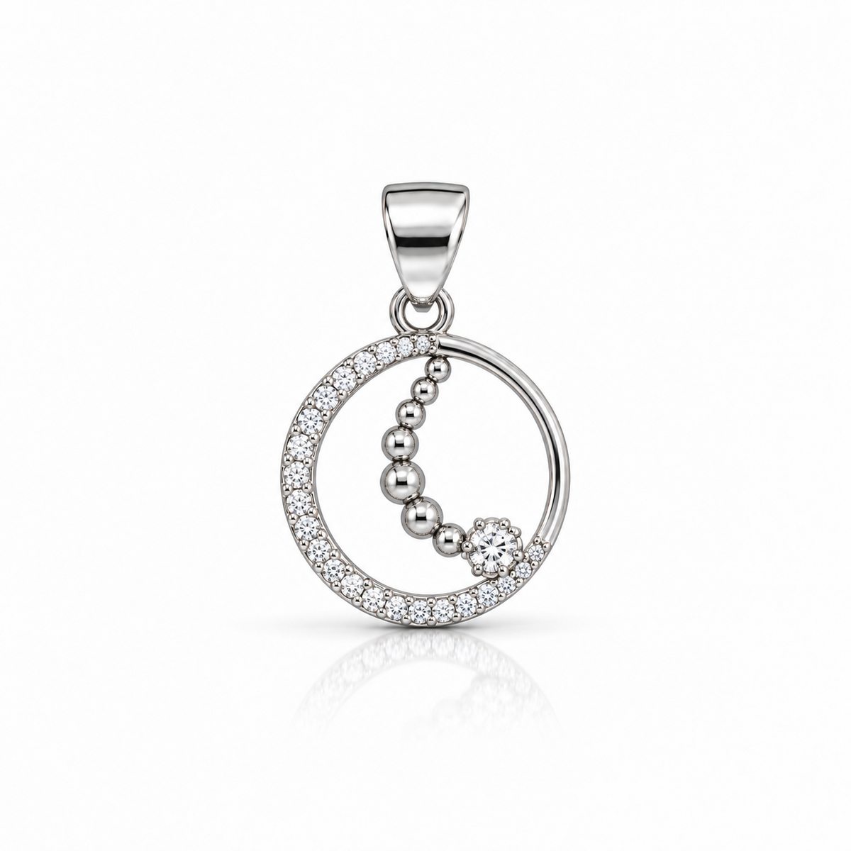 Orbit Gleam Pendant — Circle with Silver Beads