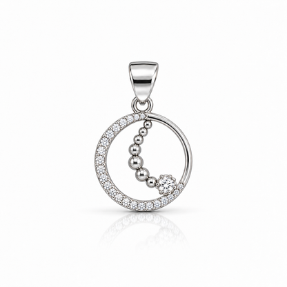 Orbit Gleam Pendant — Circle with Silver Beads