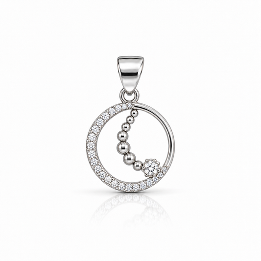 Orbit Gleam Pendant — Circle with Silver Beads