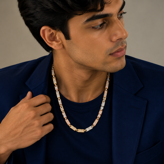Tri-Tone Sterling Silver Men's Chain