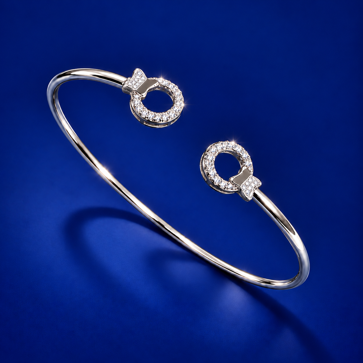 Silver Circle Charm Cuff Bracelet