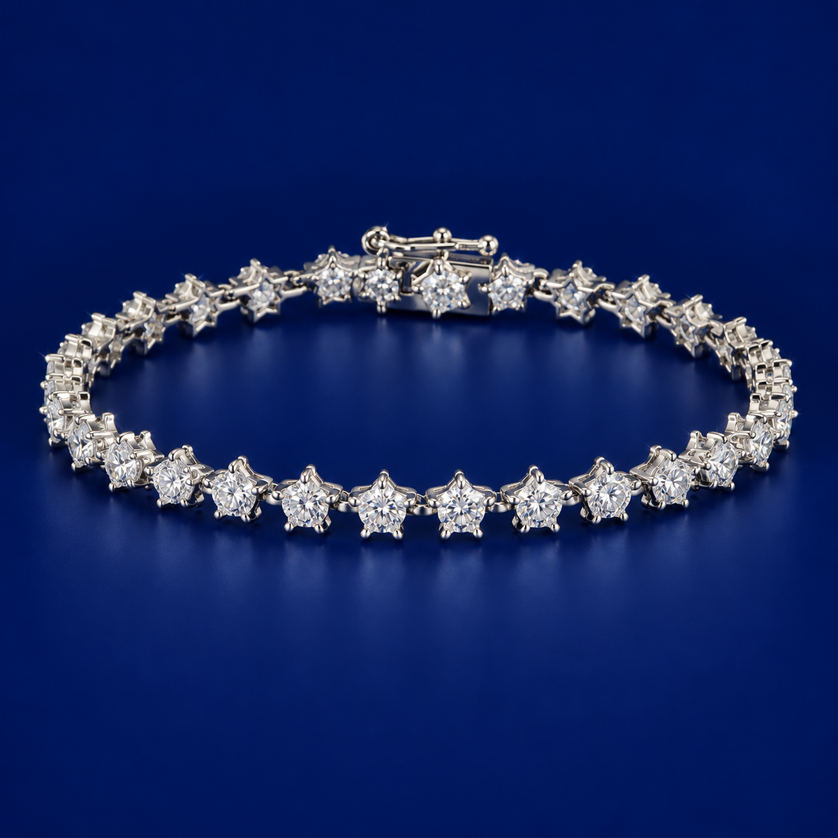 Silver Floral Tennis Bracelet