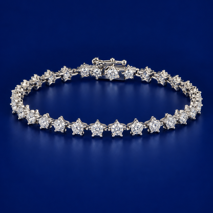 Silver Floral Tennis Bracelet