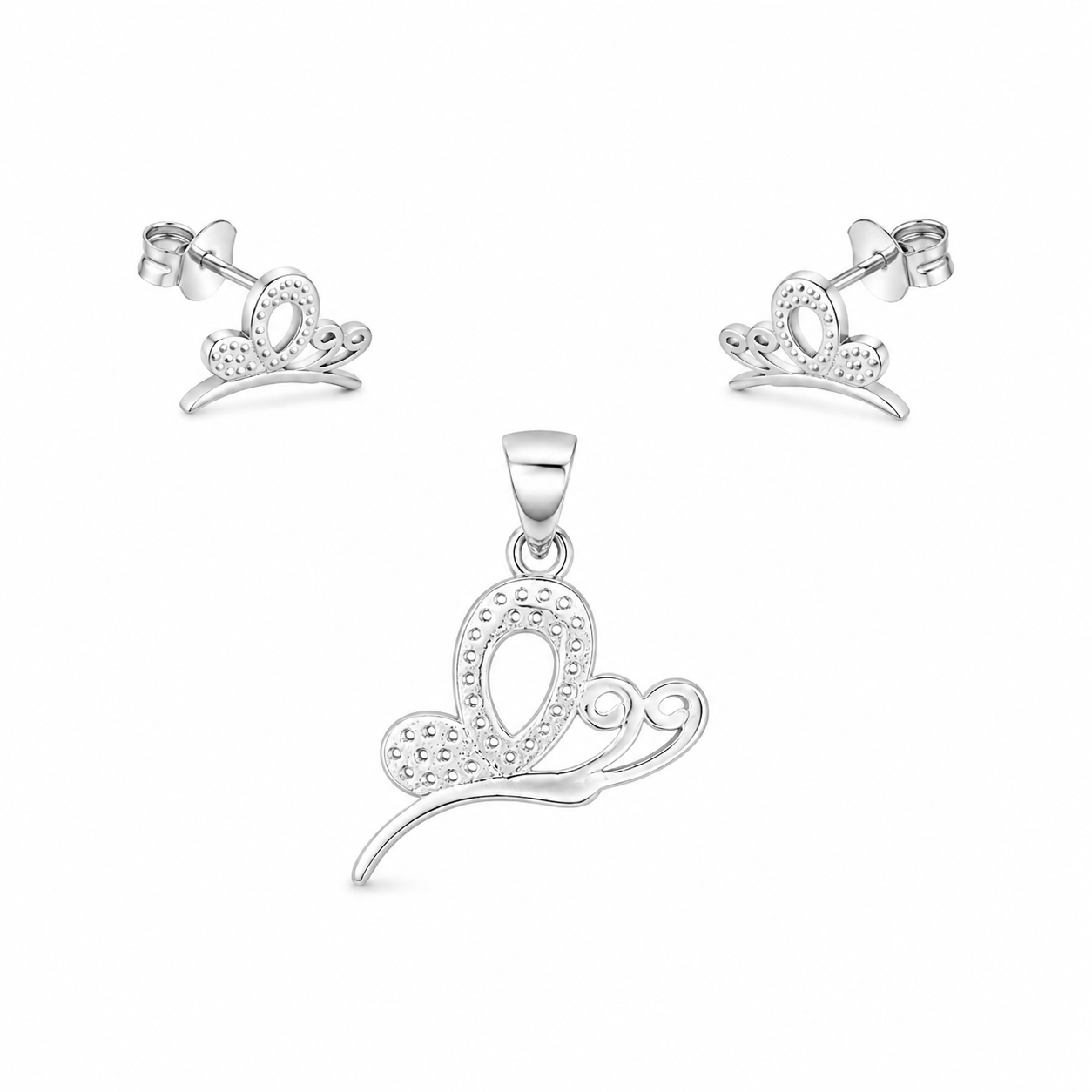 Silver Flutter Pendant Set