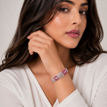 Pink Stone Geometric Bracelet