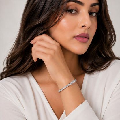 Silver Pavé Line Cuff Bracelet