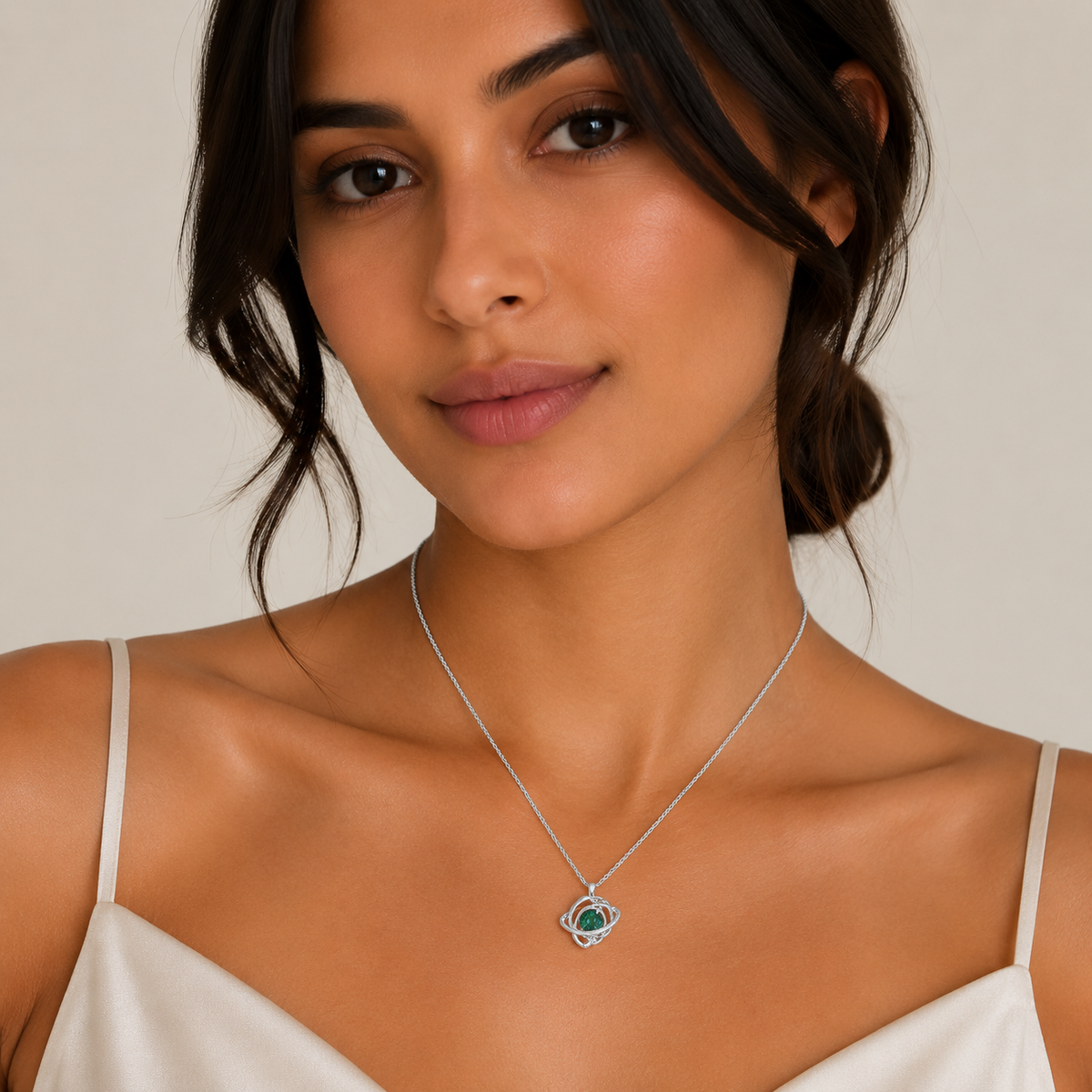 Green Stone Pendant Chain