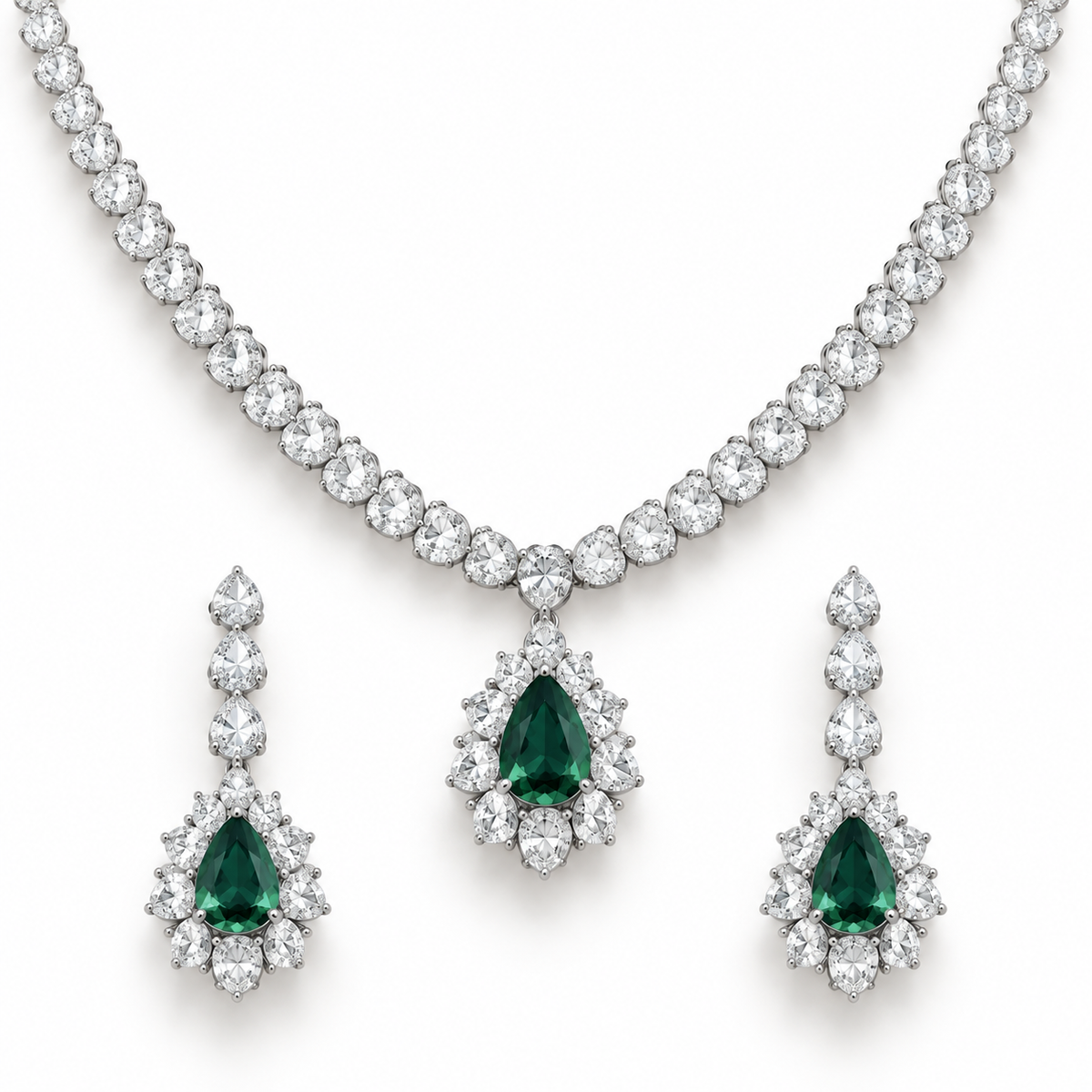 Silver Green Crystal Haar