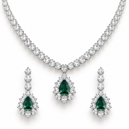 Silver Green Crystal Haar