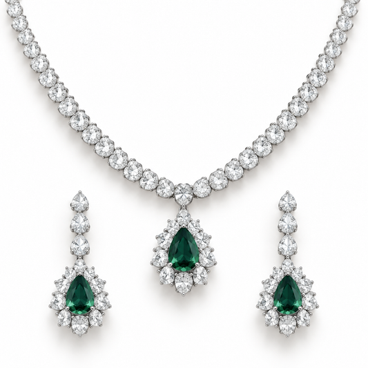 Silver Green Crystal Haar