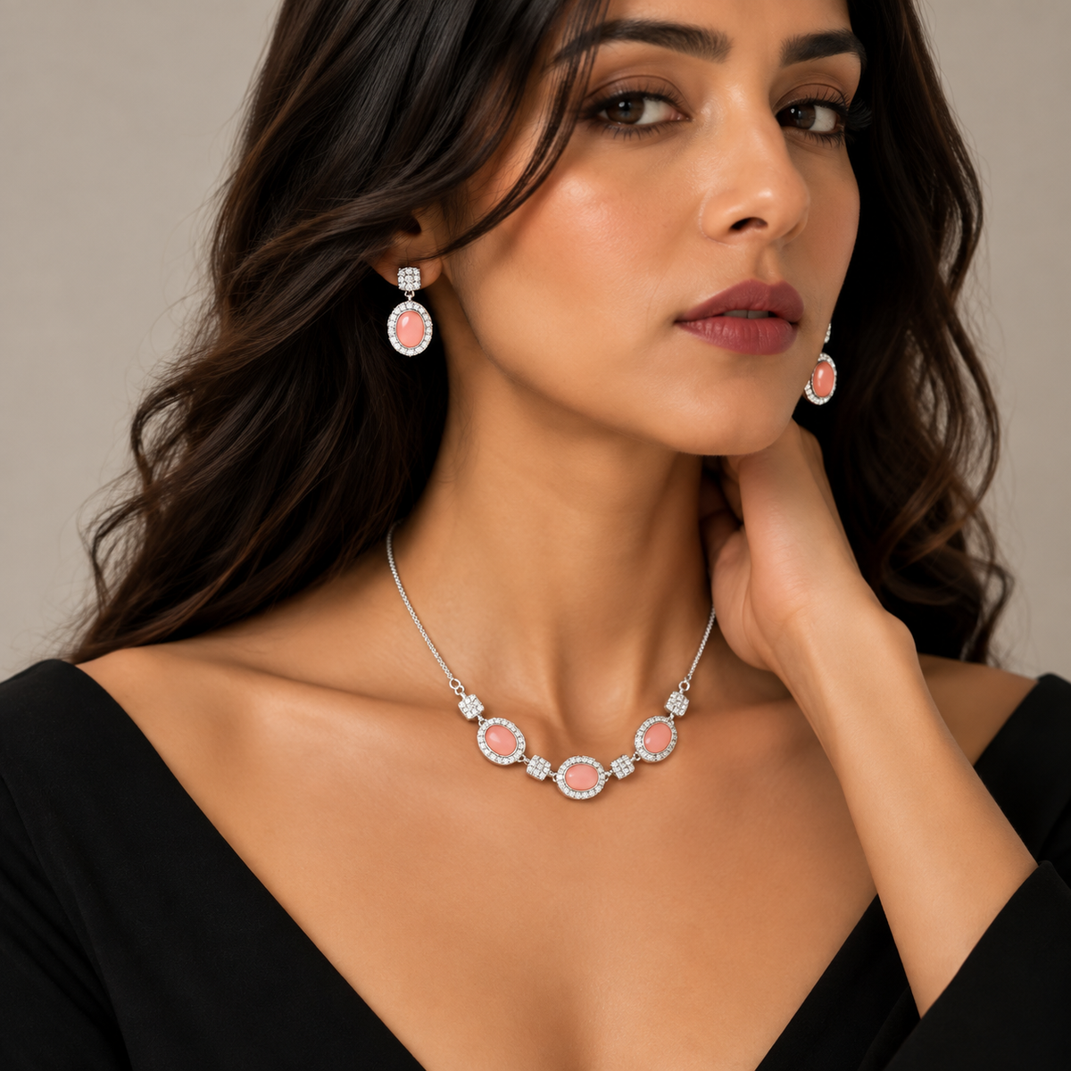 Silver Pink Stone Haar