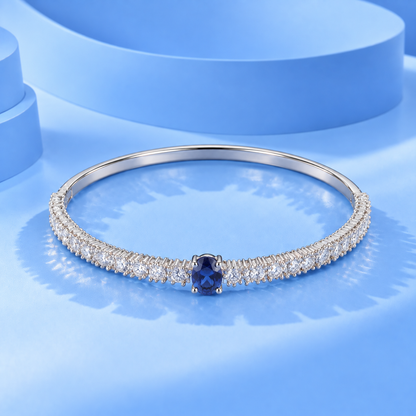 Silver Blue Stone Cuff Bracelet