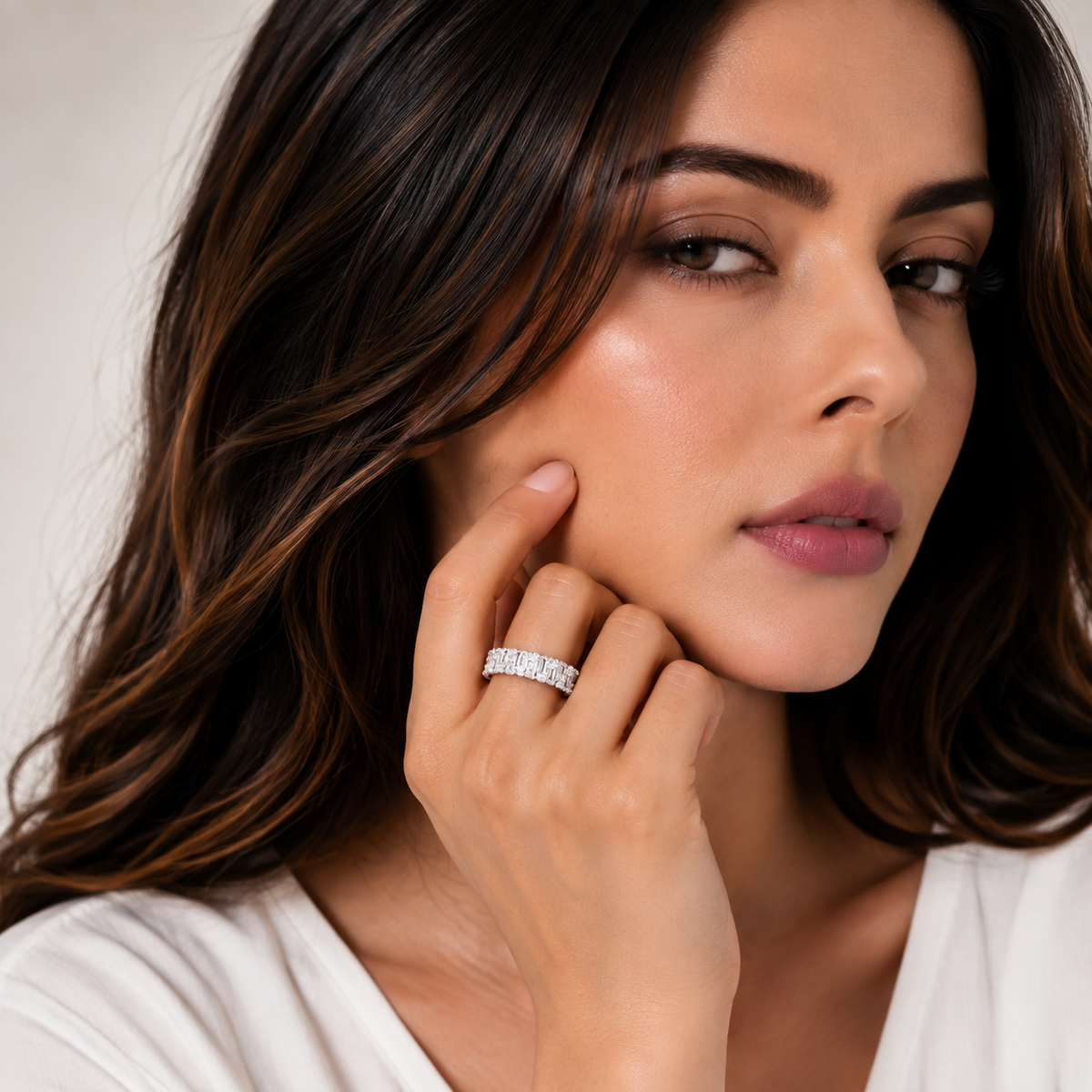 Rectangular Stone Band Ring