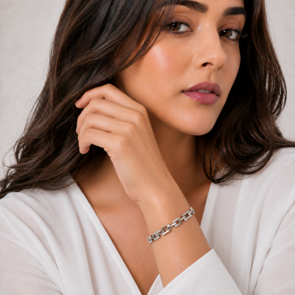 Silver Geometric Link Bracelet