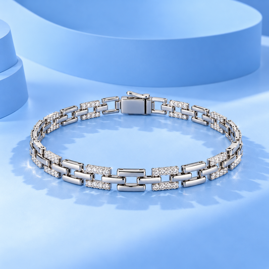 Silver Geometric Link Bracelet