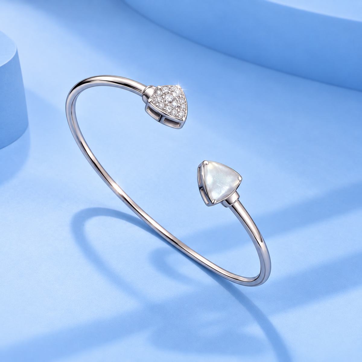 Silver Asymmetric Leaf Cuff Bracelet