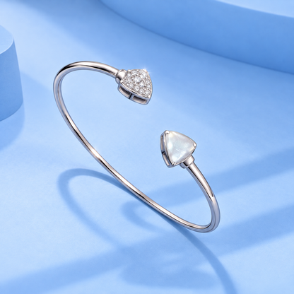Silver Asymmetric Leaf Cuff Bracelet