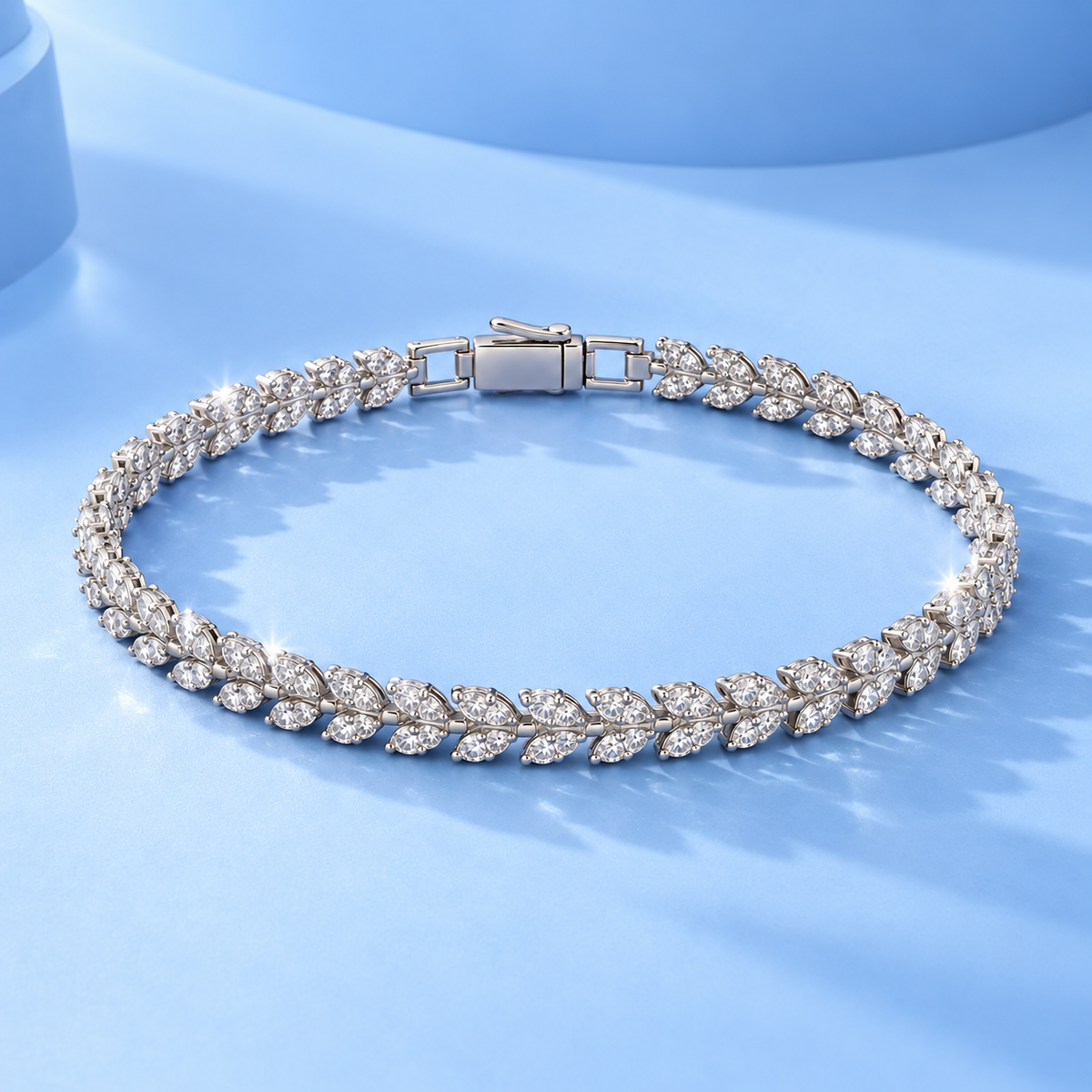 Silver Leaf Tennis Bracelet