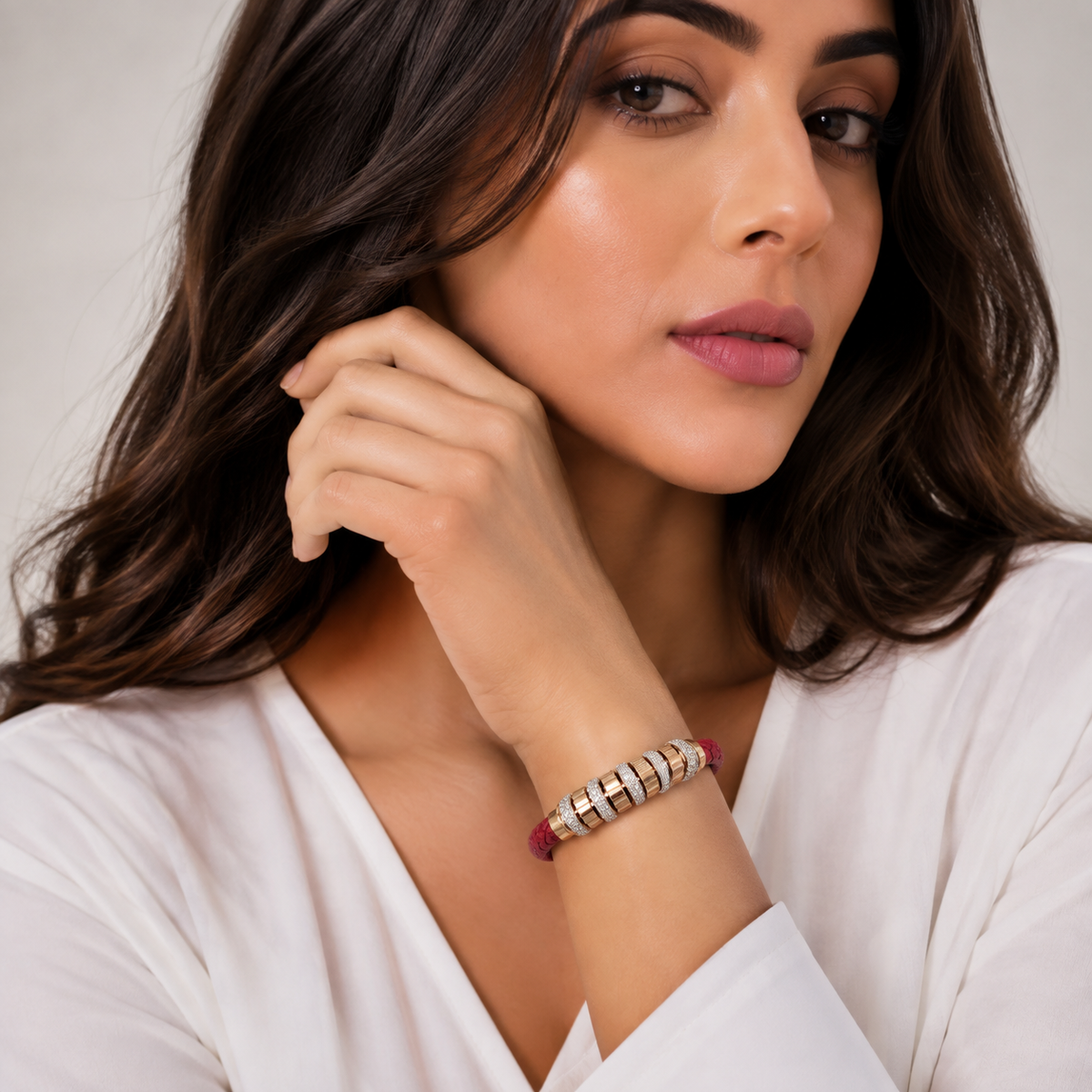 Rose Gold & Silver Textured Cord Bracelet