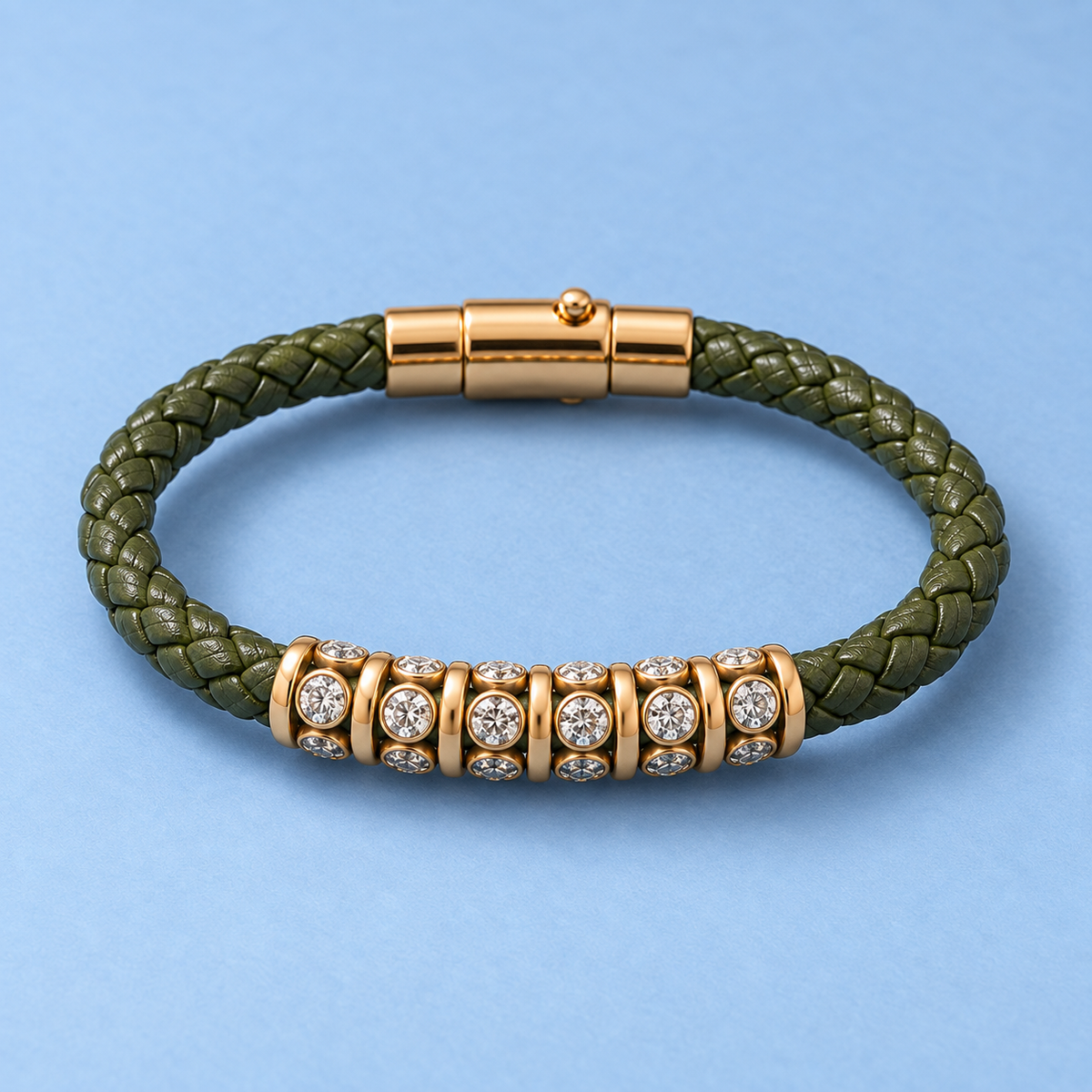 Green Cord Geometric Link Bracelet