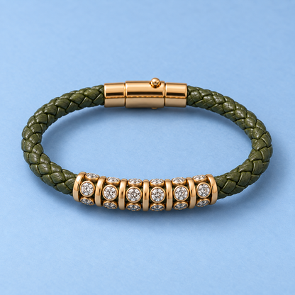 Green Cord Geometric Link Bracelet