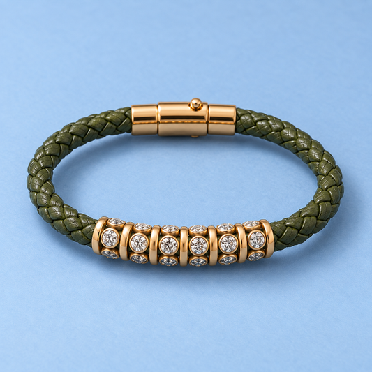 Green Cord Geometric Link Bracelet