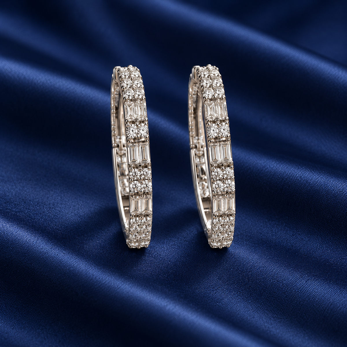 Silver Crystal Hoop Earrings