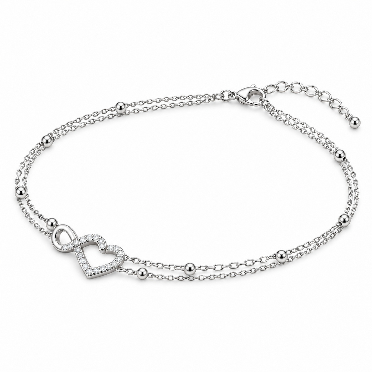 Silver Heartstrings Anklet