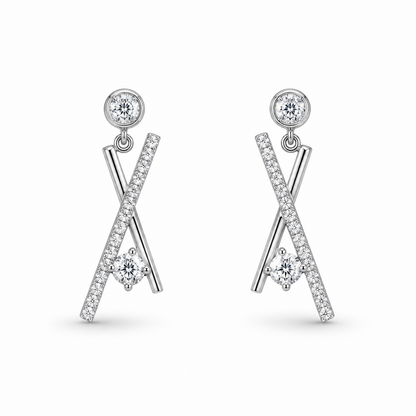 Silver Geometric Drop Earrings