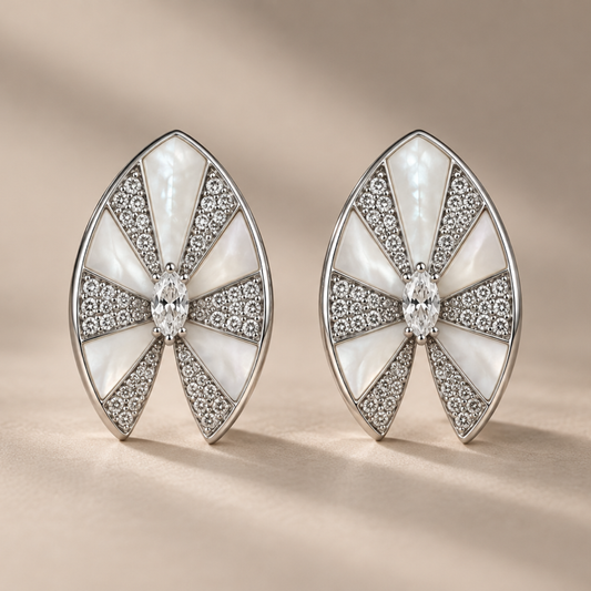 Silver Bow Statement Earrings
