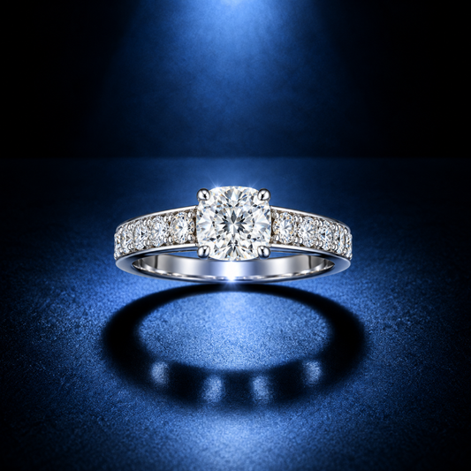 Silver Oval Stone Accent Ring