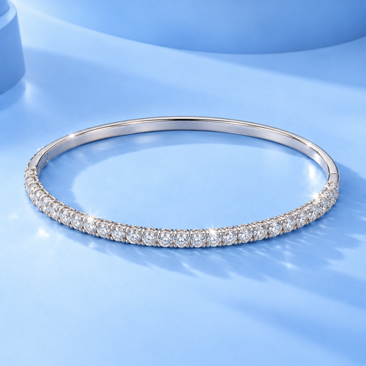 Silver Pavé Line Cuff Bracelet