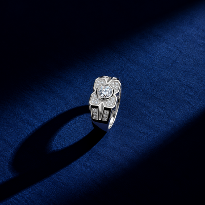 Floral Crest Silver Ring