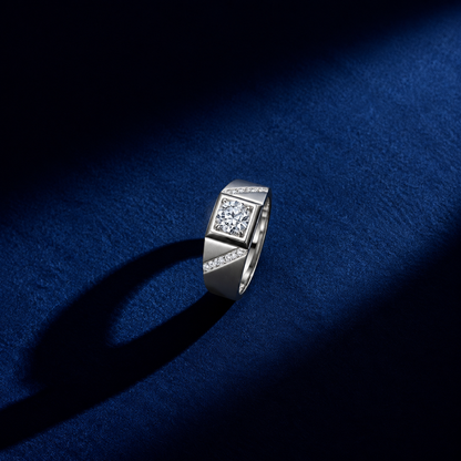 Geometric Edge Silver Ring