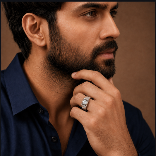 Geometric Edge Silver Ring